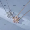 Designer Brand Van Big Flower Necklace High Edition Glod Hollow Sunflower Micro Inlaid with Diamond Collar Chain