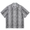 Camicie casual maschile Wacko Maria Leopard Shirt Full Stampa Hawaii Uomini Domani di alta qualità Open Collar Top T-shirt