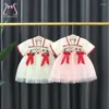 Mädchenkleider Sommer Kinder Kleidung Vintage Chinesische Stil Sticked Baby Party Mesh für Kleinkind 0 bis 3 Jahre Kinderkostüm