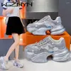 Casual Shoes Womens Chunky Platform Sneakers 2024 Thick Bottom Sports Woman Bling Rhineston Trainers Zapatillas De Mujer For Female
