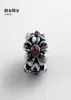 Wholesale Diy Jewelry Flower Charm Beads Silver Plated With Red Crystal Plum Loose Beads Fits European Charm Bracelets Free Shipping9635215