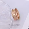 High -End -Schmuckringe für Vancleff Womens gegen Gold Dicke plattiert 18k Kaleidoskop Signature Klee Ring Fashion Ring Original 1: 1 mit echtem Logo