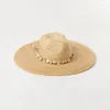 Berets 202405-HH7274C Ins handgefertigtes Strohunregelform natürliche Perlenkette Lady Fedoras Hut Cap Women Freizeit Panama Jazz