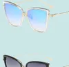 Projektant marki Cateye Okulary przeciwsłoneczne kobiety vintage metalowe szklanki do lustra retro lunette de soleil femme UV4001872495