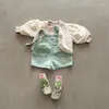 ショーツサマーインシンレトロルーズチルドレンオーバーオールガールベビーソリッドデニムキッズボーイカジュアルサスペンダーパンツ幼児綿服