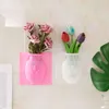 Vaser 1pcs silikon klibbig vas lätt borttagbar blomma växtvägg hängande mjuk diy hem dekoration tillbehör 3 färger