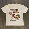 Męskie koszulki Gotycka High Street Women HARAJUU FUN DESICHAN DREKTOWANY OWAŻNE T-shirt Summer Loose Okoła szyi swobodne pary