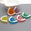Charms Mix 6pcs/Pack 3D False Teeth Harts Earring Solid Color Halloween Keychain Halsbandsmycken Pendant DIY Tillbehör