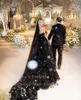 Robes de fête toofgon noir paillette tulle long bal femme appliques appliques en dentelle formelle robe transparente robes de soirée 2024