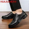 Casual Shoes Mens Leather Brand Brogue Men Business Lace-Up Formal Oxford Fashion Printed Wedding Dress Platform Footwear