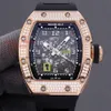 Richa zegarki mechaniki luksusowe zegarki Diamond szkielet superklone damski projektant Montre Milles RM010 RM010 Luminous Mens Scale 9892