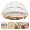 Juegos de vajillas 3 PC Cesta de pan de pan Reduce Dust Pan de mesa al aire libre Cubierta de mimbre Mesh Bamboo