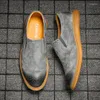 Casual Shoes Mens Slip On Male Suede Loafers Brand Retro Antiskid Boat Business Office Brogy Flats Fashion Moccasins