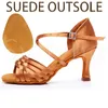 Chaussures de danse syflyno mode talons hauts sandales pu cuir satin féminin latin social rumba cha national