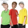 Tシャツ100％ピュアコットン夏の子供向けの男の子とティーンエイジャーのスポーツガールズベビーブラックレッド短い袖の子供トップQ240418