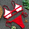 Womens Ribbed Cut Out Bikini Set String Swimwear Sexy Brazilian Thong Two Piece Swimsuits 240416