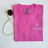 Women's T Shirts Je T'amie Letters Emboridered Women Short Sleeve Vintage Style Cotton Loose Summer Casual Tops Ins Fashion Street Tees