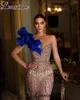 Sukienki imprezowe ciężkie ręcznie robione koralikowe iluzja Prom Sexy Celebrity Film Ceremonia dla kobiet vestidos de noche
