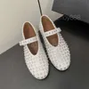 Alala High Definition wersja Ala sama jak Zhang Xiaohuis oryginalna skórzana okrągła głowa Rhinestone Nit Mary Jane Single Shoe Women Flat Sole Ballet Single Shoe