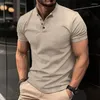 Men's Casual Shirts Solid Stand Collar Short Sleeve Fashion Handsome Business Shirt Men Clothing Summer Button Fit Gym Male