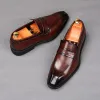 Britain Fashion Men's Brown Black Loafter Leather Oxford Flats Casual Shoes Mannelijke Homecoming trouwjurk schoenen