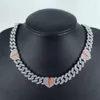 Qanxi New Hip Hip Cool Cuban Chain Ensemble avec Diamond 12 mm Break Heart Full Collier Bijoux adapté aux hommes et