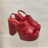 Top Quality Platform Heel Sandals Chunky Block Heel Open Toes Dress Shoes Buckle High-Heeled Womens Leather Outsole Luxury Designer Heels Dinner Shoeswith Box
