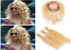 613 Blonde Virgin Brazilian Deep Wave Thance Hair Custles с полными фронталами Golden Blonde 360 Кружевая лобная закрытие 225x4x2 с 7116060