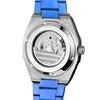 Montre-bracelets Blue Precision Steel Menwomen Automatique mécanique étanche à rebours de Sapphire Glass Mirror Business Watch