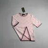 Damen Strick Tees Designer 2024 Frühlings-/Sommer New White Pink Combination Style Casual Round Neck Pullover Kurzschlärm Strickhemd L4fj