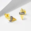 Pendientes de semental Diseño simple Geométrico de diamante de oro chapado 925 Joyas finas de plata esterlina