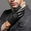 100% Male Sheepskin Leather Gloves Men's Driving Gloves Thin Breathable Touch Screen Mittens