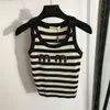 Lettera di strass Tank Top Top Knitting Striped Gret Women Designer Thirts Summer Crop Tanks giubbotti sportivi