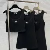 summer Women's Tops Tees Crop Top Embroidery Sexy Off Shoulder Black Tank Top Casual Sleevel Backl Top Shirts Luxury Designer Solid Color Vest x3b7#