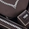 Fleur cubic zirconia mariage bijoux de mariage pour femmes collier de conception simple Bracelet anneau 240410