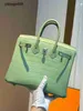 Women Brkns Handtasche echtes Leder 7A Handsween Grüne Mist Matte Krokodil Haut 25 cm Womens9J0V