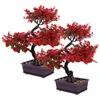 Fleurs décoratives 2 PCS Desktop Artificial Potted Office Dinning Table Decor Welcome Welcome Pine Bonsai Plastic Statue