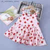 Robes de fille nouvelle robe de sangle pour filles vêtements pour enfants fleur de fraise princesse robe de mariée d'été fête d'anniversaire de bébé A1113 Q240418