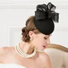 Basker lady fedoras ullhatt vintage svart ull pillbox bröllop parti fascinator hattar för kvinnor chapeau häll mariage mössa