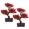 Fleurs décoratives 2 PCS Desktop Artificial Potted Office Dinning Table Decor Welcome Welcome Pine Bonsai Plastic Statue