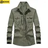 Men's Casual Shirts Brand Cotton Shirt Retro Tactical Multi-Pocket Work Clothes Vintage Army Green Denim Coat Fashion Clothing