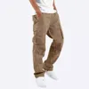 Calça masculina masculino cargo casual masculino alta cintura elástica bolso largo as calças de perna larga S-5xl OUFY-008