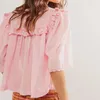 Women's T Shirts Imcute Women Ruffles Lace Buttons Short Sleeve Blouses Summer Fashion Loose Casual Tops Streetwear Blusa Mujer Moda