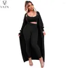 Pantalon de deux pièces pour femmes Vazn 2024 Femmes Street Style Casual Style Set Gift Long Mancove Outwear Elastic Pure Color 3 Set