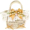 Original Lolita bell orchids lace sand rural straw bales the cane makes up hand woven bag aslant bag 240415