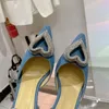 Sandaler Casual Designer Summer Women Shoes Crystal Strappy Ankle Stiletto Stripper High Heels Slingback Prom Evening