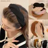 ヘッドバンドソリッド編組ヴィンテージソフトエラスティックヘッドバンド女性ファッションワイドヘアバンドフープヘッドウェアヘアバンドヘアアクセサリーY240417