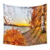 Tapisseries automne jaune forestier ruisseau paysage tapisserie maple arbres feuilles pending halpie salle de décoration intérieure tapis