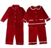 Boutique Velvet Tissu Red Kids Clothes Pjs avec dentelle pour les enfants en bas âge Set Pyjamas Girl Baby Sleemberwear 2111028983668