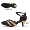 Dance Shoes HROYL Soft-soled Latin Women Mid-heeled Square Closed Toe Social Modern Summer Sandals Wholesale